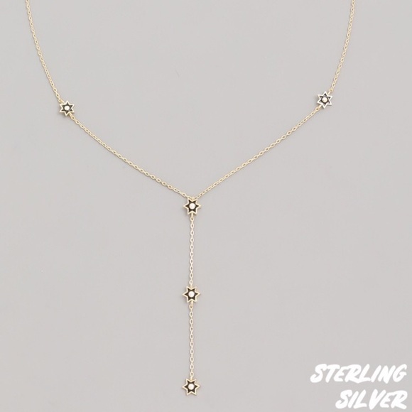 Gold Vermeil Lariat Star Pendant Coin Necklace - Picture 6 of 6